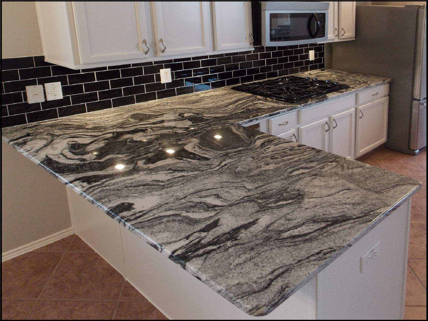 L Shape Customized Size Polished Viscont White Granite Kitchen Worktop with Radius Polished Edges