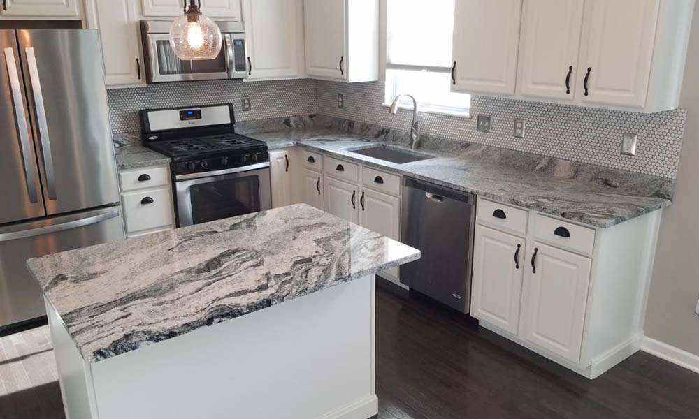 Customized Size Polished Viscont White Granite Kitchen Worktop Set