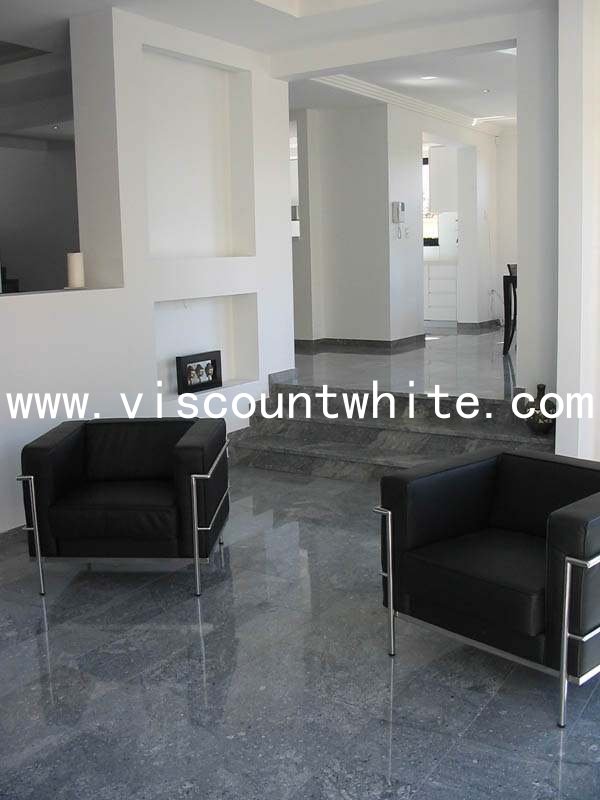 Residence Villa Steps and Floor Tiles by Polished China Viscount White Granite