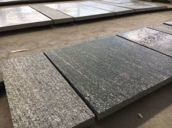 China Quarry Viscount Grey Santiago Granite Tiles Flamed and Polished Customized Sizes Before Package