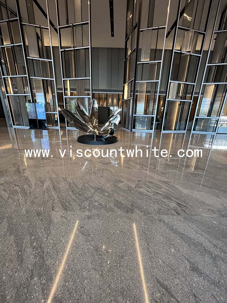 Five-Star-Hotel Lobby Floor Project by China Viscount White Granite Polished Tiles 120x60cm