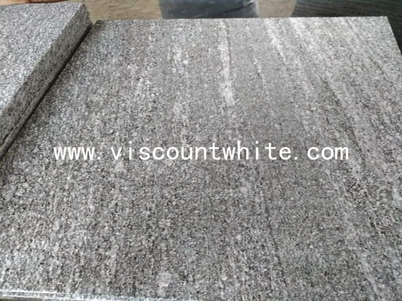 China Quarry Viscount Grey Santiago Granite Tiles Flamed & Brushed Customized Sizes Before Package