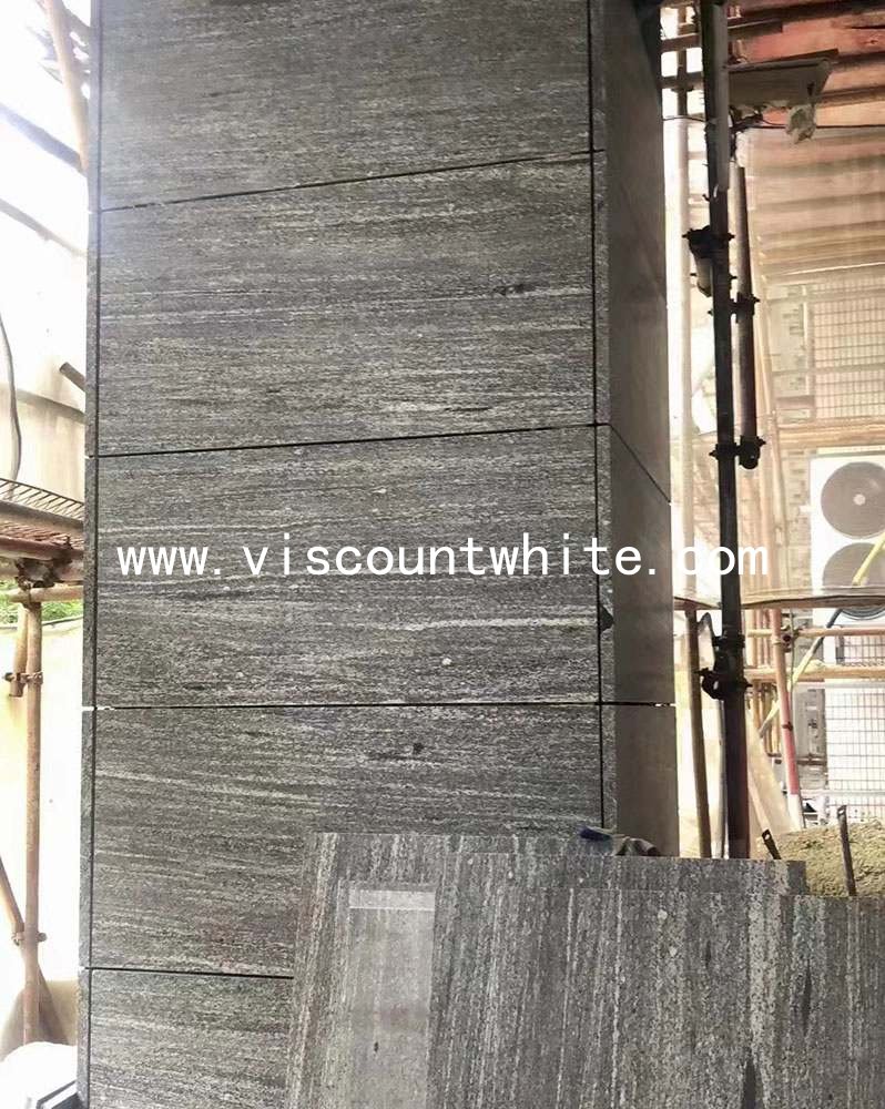 China Quarry Viscount Grey Santiago Granite Wall Cladding Tiles Polished Customized Sizes