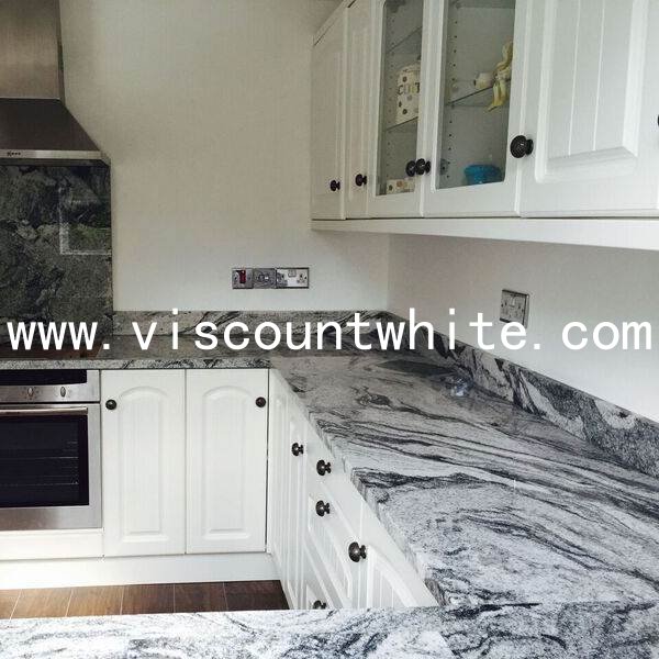 Customized Size Polished Viscont White Granite Kitchen Countertop with Polished Flat Eased Edges