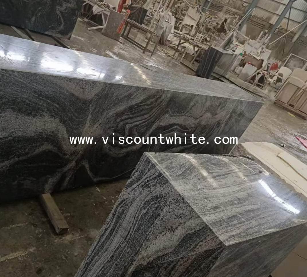 Huge Customized Size Office Building Squre Pedestal Stone By China Juparana Grey Granite Polished